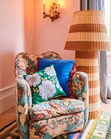 Tumbling Flowers Green Embroidered Cushion