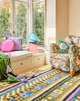 Tumbling Flowers Green Embroidered Cushion