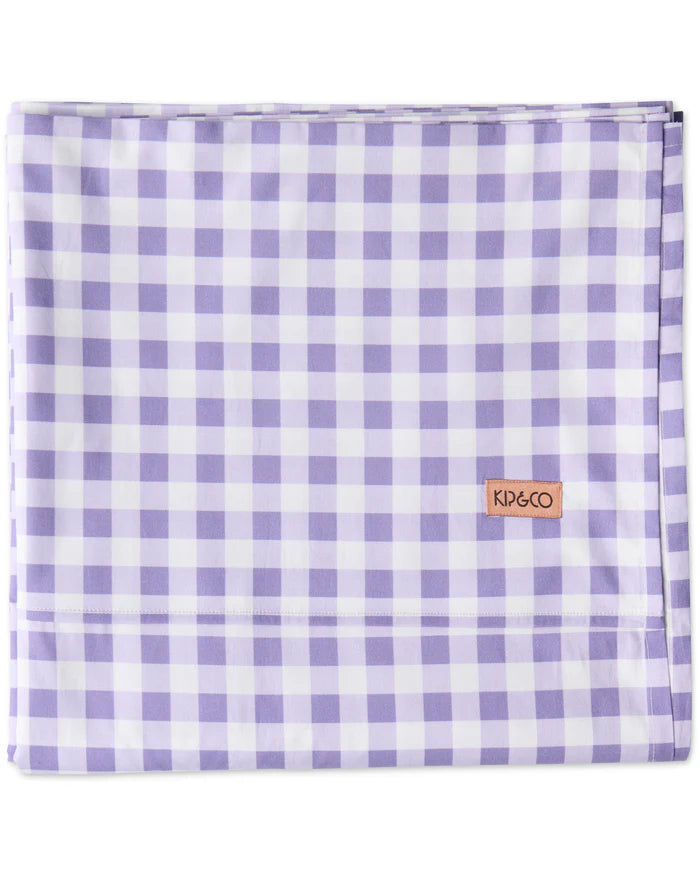Lilac Gingham Organic Cotton Flat Sheet