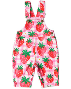 Strawberry Jam Organic Cotton Quilted Fleece Overalls**12-18 months Last size