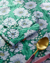 Load image into Gallery viewer, Tumbling Flowers Green Oven Mitt
