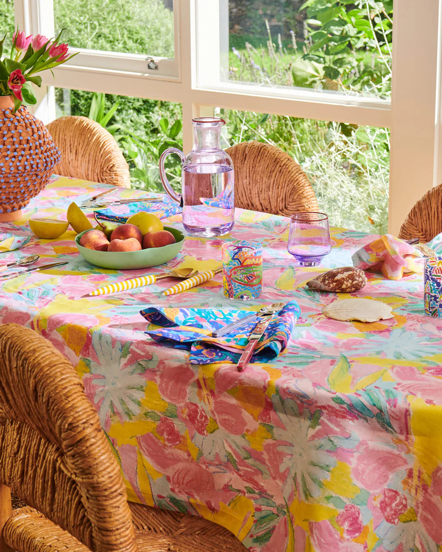 Kip&Co x Ken Done Pastel Blooms Linen Tablecloth Standard Rectangular