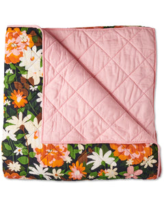 Dreamy Floral Organic Cotton Quilted Bedspread Large