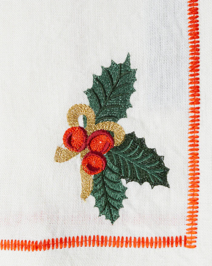Noel Embroidered Linen 4P Napkin Set