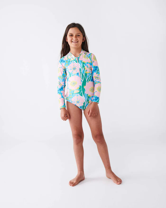 Tumbling Flowers Long Sleeve Bathers