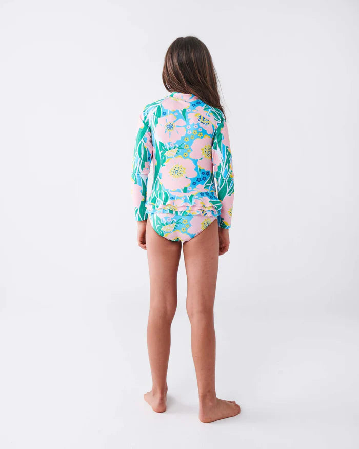 Tumbling Flowers Long Sleeve Bathers