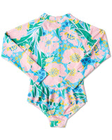 Tumbling Flowers Long Sleeve Bathers