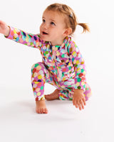 Confetti Pink Organic Long Sleeve Zip Romper