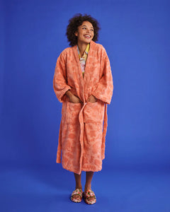 Peach Rock Pool Terry Bath Robe S/M