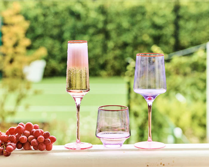 Lilac Colour Block Tumbler Glass 2 Piece Set