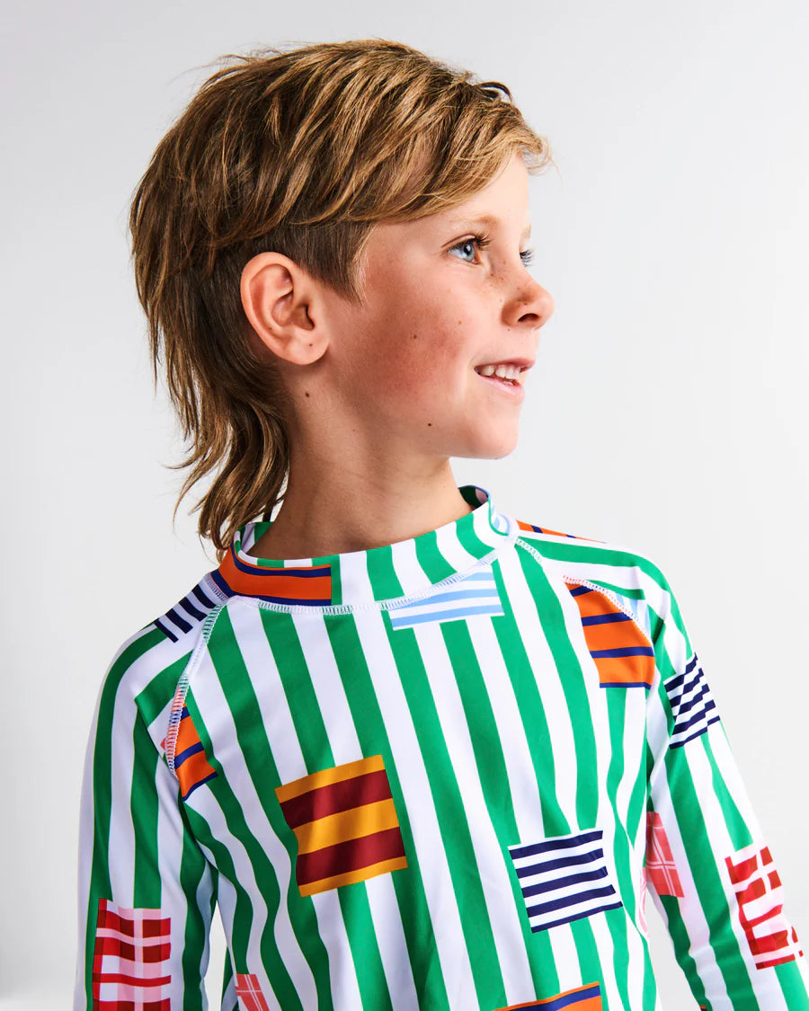 Stripe On Stripe Rash Vest Bathers