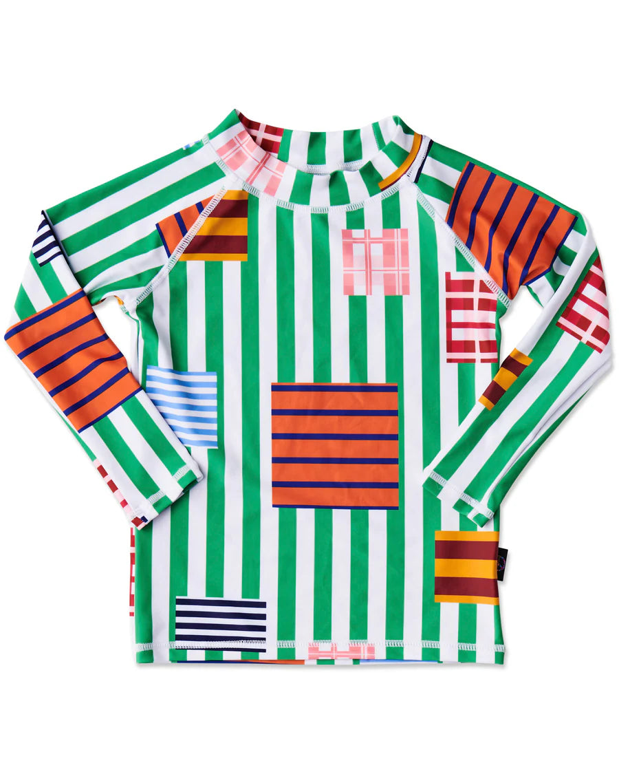 Stripe On Stripe Rash Vest Bathers