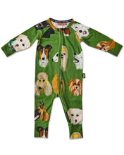 Load image into Gallery viewer, Dog Park Organic Long Sleeve Zip Romper
