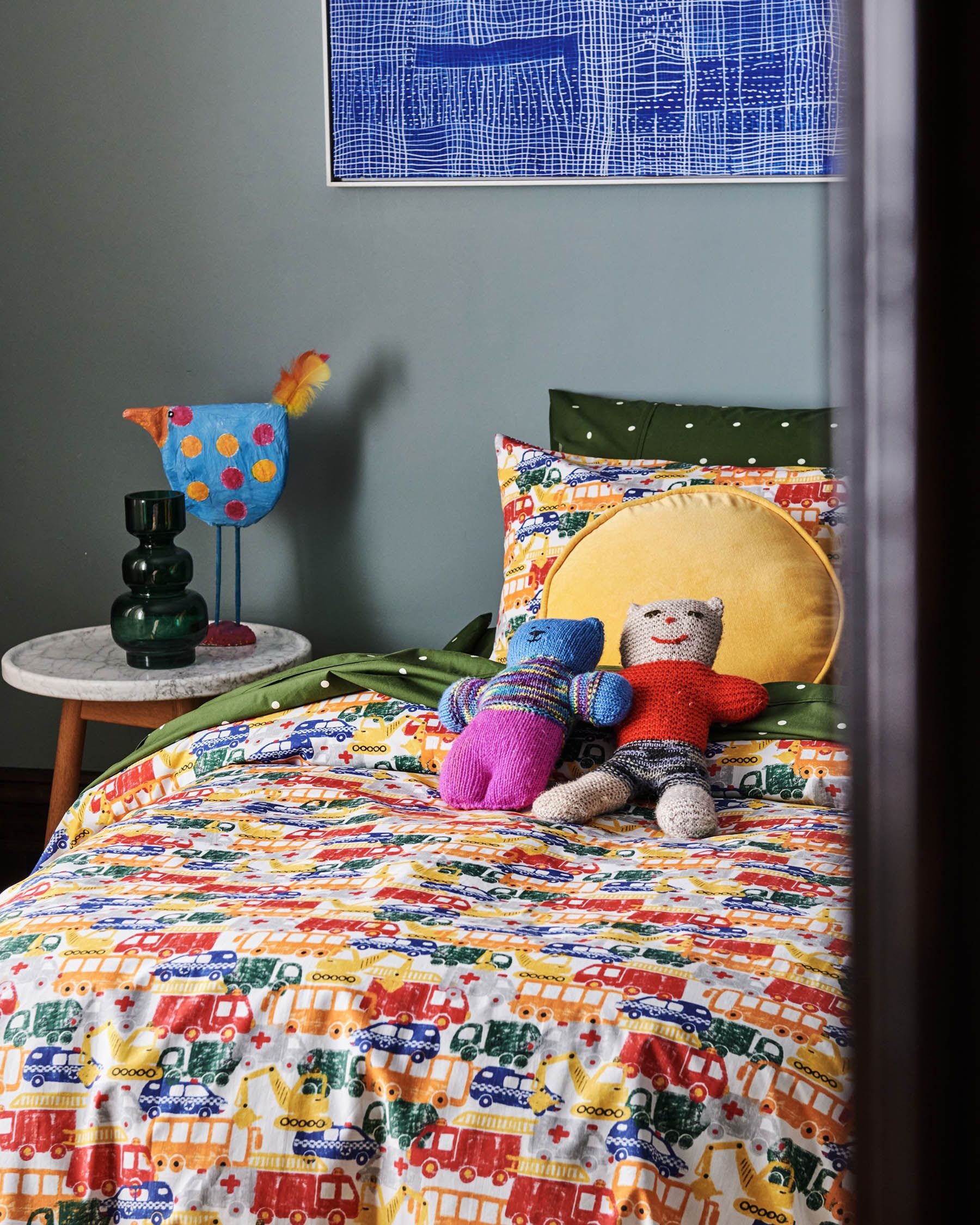 Big Wheels Organic Cotton Quilt Cover.          KingSingle/Double