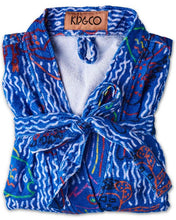 Load image into Gallery viewer, The Deep Blue Printed Terry Bath Robe
