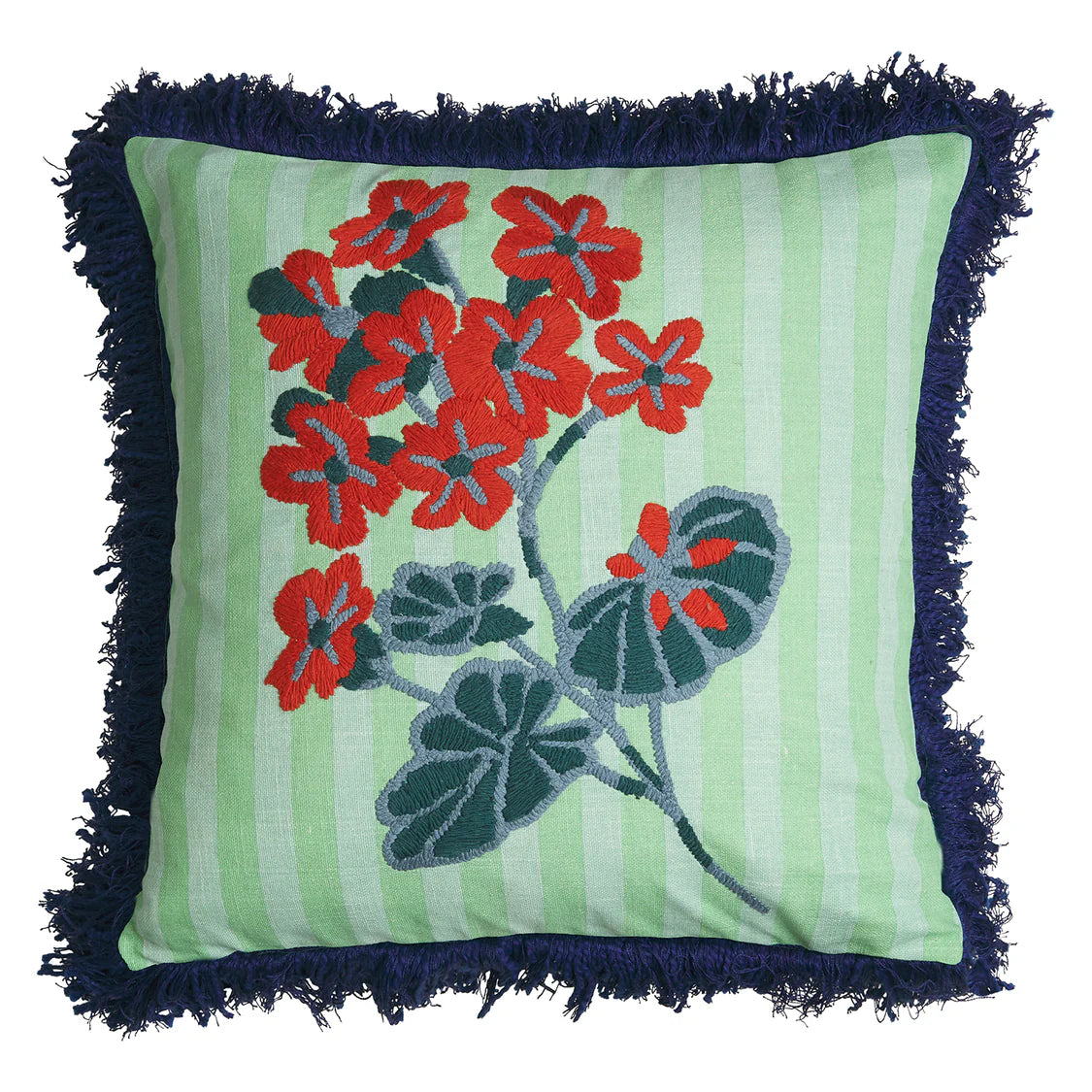 Annette Embroidered Cushion - Jade