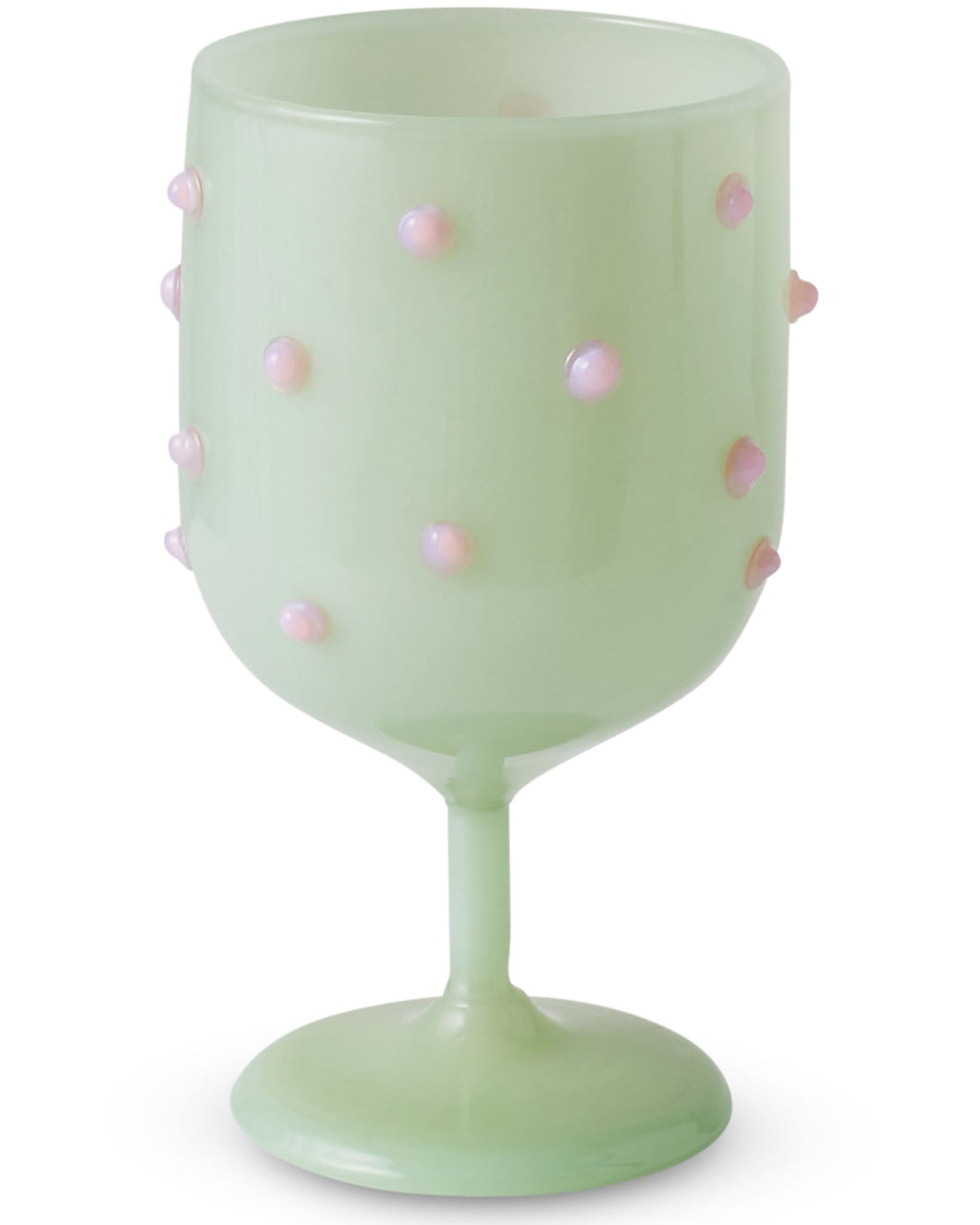 Pistachio Polkadot Wine Glass 2P