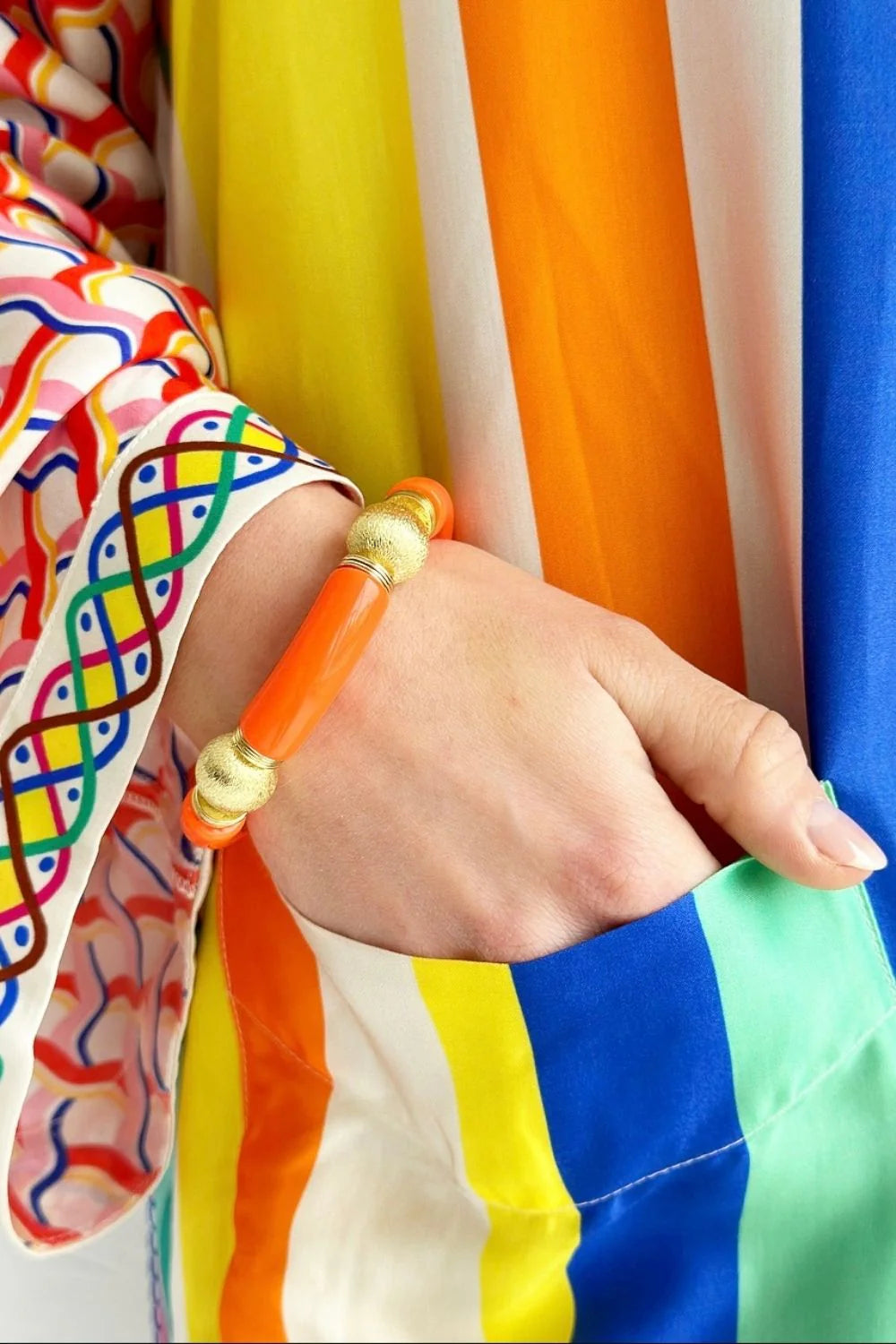 Chunky Orange and Gold Bangle