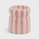 Pink Stripped Ceramic Candle - Grecian Sand Boxed