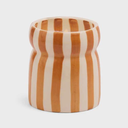 Rust Stripped Ceramic Candle - Sienna Sunset Boxed