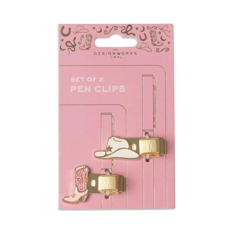 Set of Two Pen Clips - Cowgirl Hat and Boot