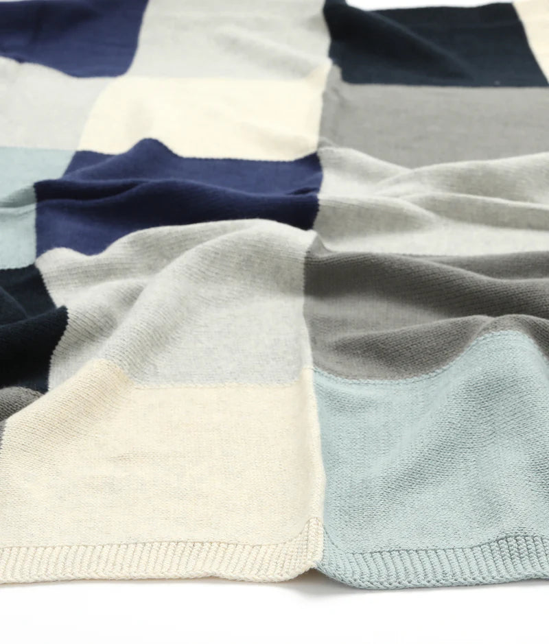 Baby Blanket - Patchwork Blue