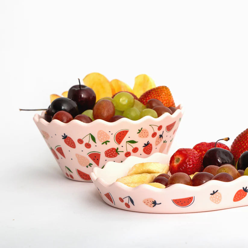 Pink Fruits Wavy Edge Silicone Bowl