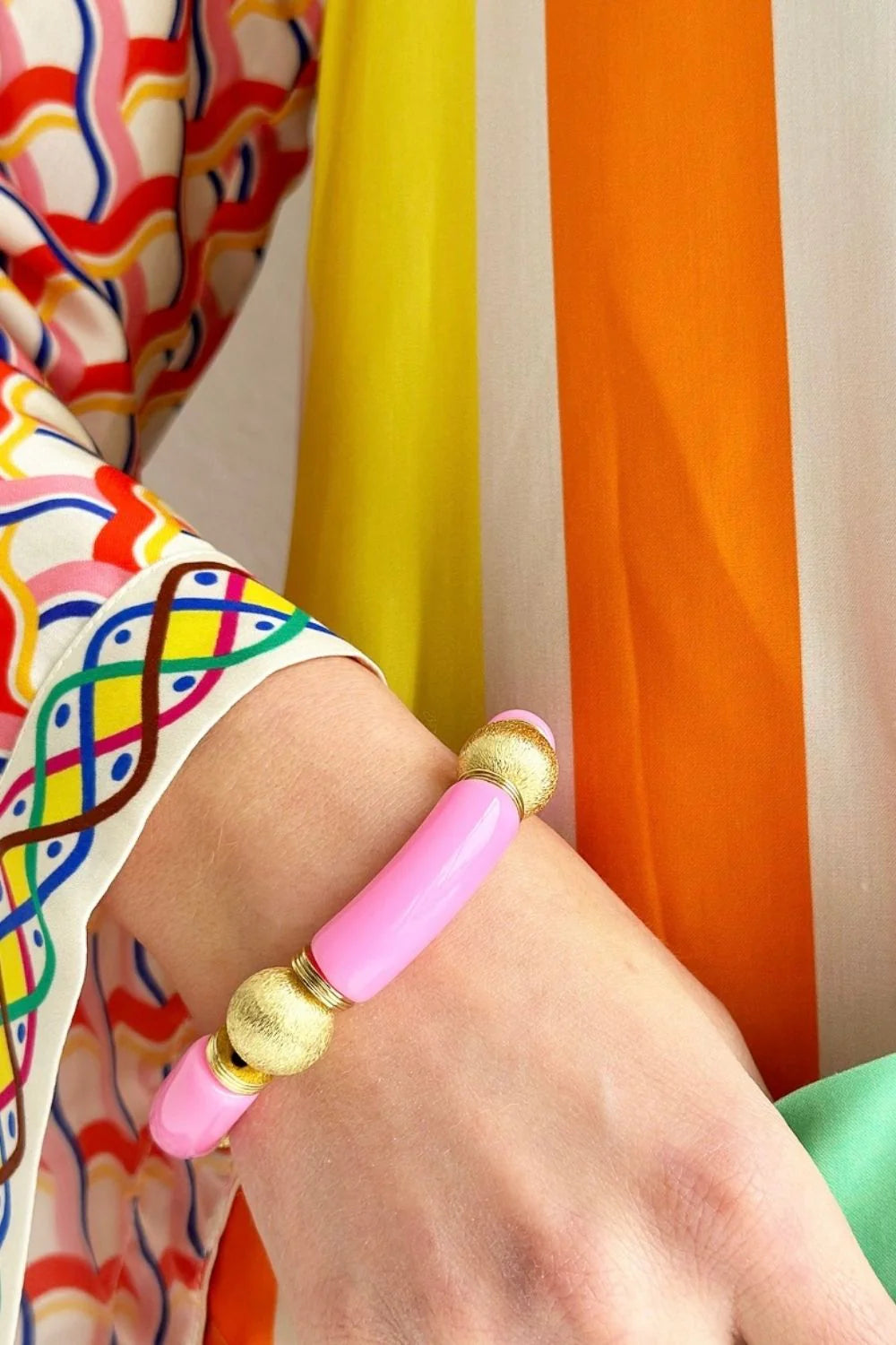 Chunky Pink and Gold Bracelet