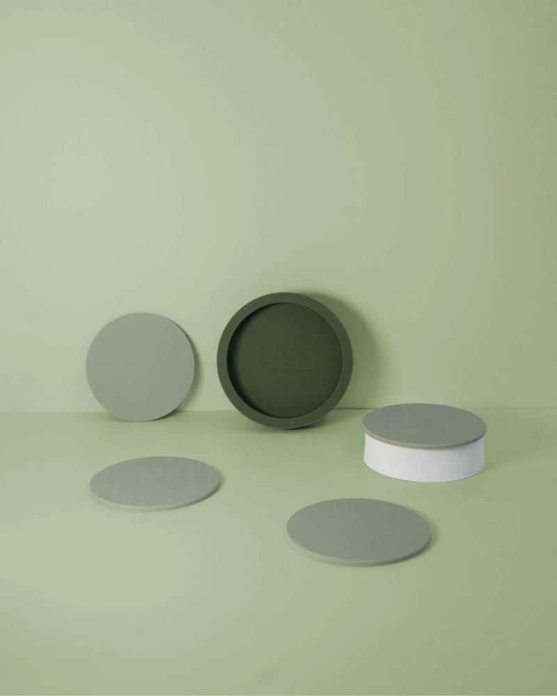Silicone Unbreakable Coasters - Sage + Olive