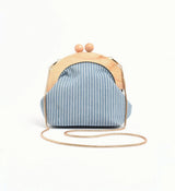 Pinstripe Denim Timber Frame Clutch