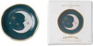 Celestial Ceramic Trinket Dish - Teal Moon