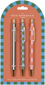 A Dopo Set Of 3 Pens - Stripes & Checks