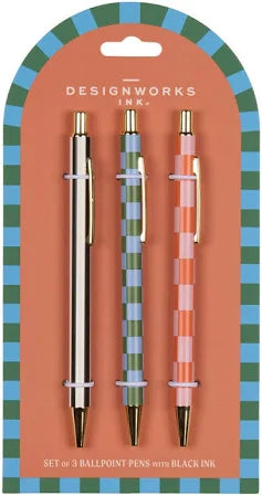 A Dopo Set Of 3 Pens - Stripes & Checks