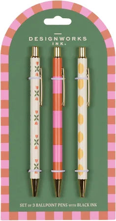 A Dopo Set Of 3 Pens - Flower, Stripe, Lemon