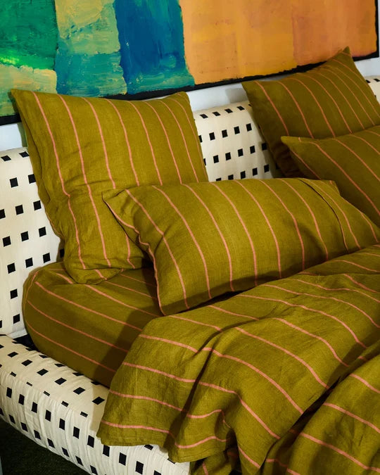 Tapenade Delight Linen Quilt Cover Queen