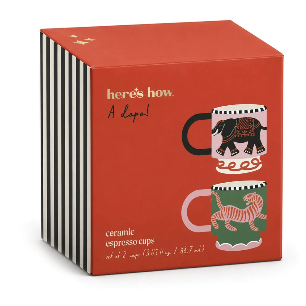 Elephant and Tiger Coffee Mug Set