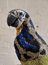 Sequin Perched Parrot - Blue Wings