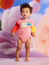 Stars Pink Terry Long Sleeve Bodysuit