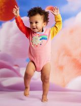 Stars Pink Terry Long Sleeve Bodysuit
