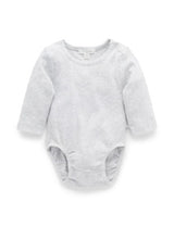 Ribbed Long Sleeve Bodysuit Pale Grey Melange