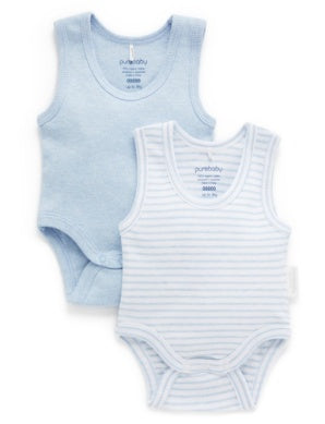 Rib Bodysuit 2 Pack Pale Blue