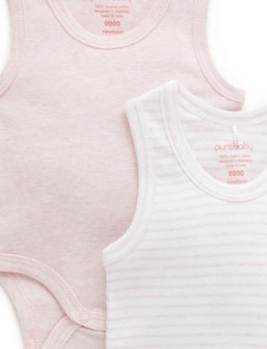 Rib Bodysuit 2 Pack Pale Pink