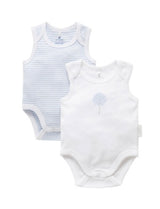 2 Pack Singlet Bodysuit White/Pale Blue