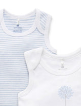 2 Pack Singlet Bodysuit White/Pale Blue