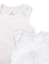 2 Pack Singlet Bodysuit White/Pale Pink Stripe