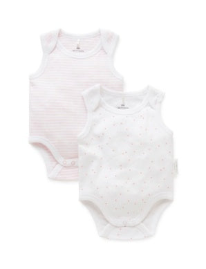 2 Pack Singlet Bodysuit Pale Pink Pack