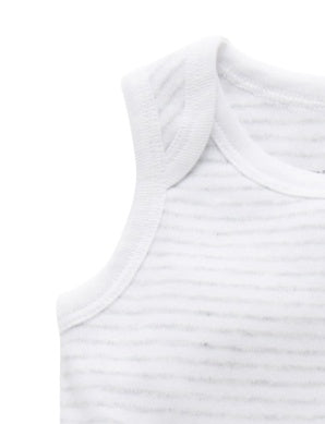 2 Pack Singlet Bodysuit White/Pale Grey Stripe