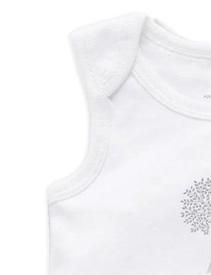 2 Pack Singlet Bodysuit White/Pale Grey Stripe