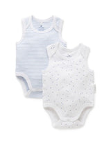 2 Pack Singlet Bodysuit Pale Blue Pack