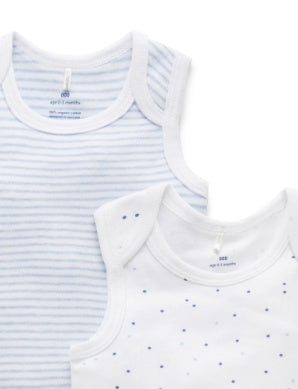 2 Pack Singlet Bodysuit Pale Blue Pack
